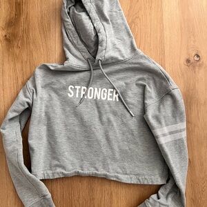 Stronger label gray Women's Cropped Hoodie
